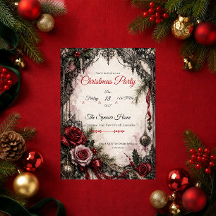 Gothic Burgundy Christmas Party Invitation