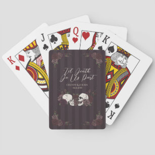 Gothic Burgundy Floral Skull Playing Cards