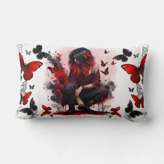 Gothic butterflies & Lady fantasy Lumbar Cushion