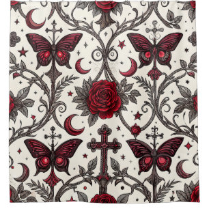 Gothic Butterfly Floral Pattern (1) Shower Curtain