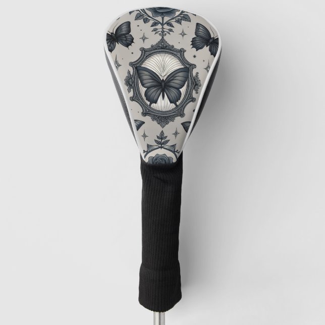 Gothic Butterfly Floral Pattern (2) Golf Head Cover (Front)