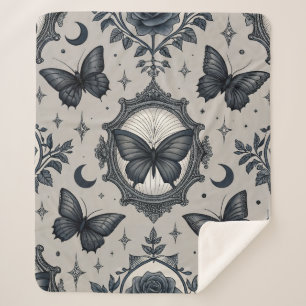 Gothic Butterfly Floral Pattern (2) Sherpa Blanket