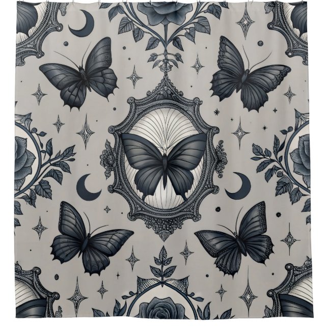 Gothic Butterfly Floral Pattern (2) Shower Curtain (Front)