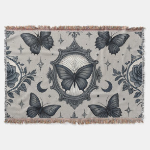 Gothic Butterfly Floral Pattern (2) Throw Blanket