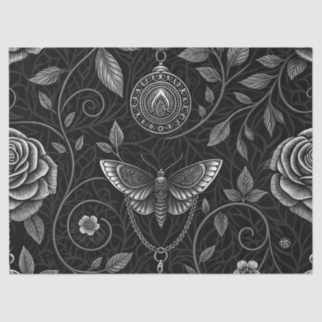 Gothic Butterfly Floral Pattern (3) Tissue Paper (Front)