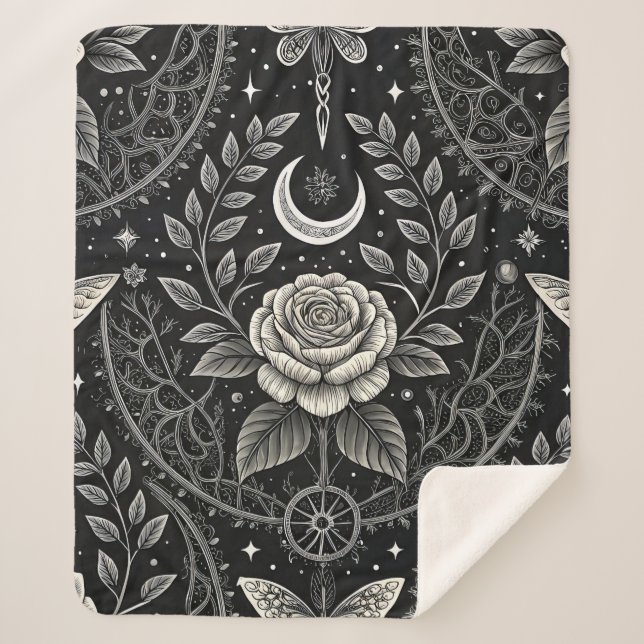 Gothic Butterfly Floral Pattern (4) Sherpa Blanket (Front)