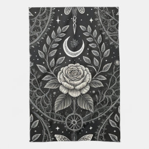 Gothic Butterfly Floral Pattern (4) Tea Towel