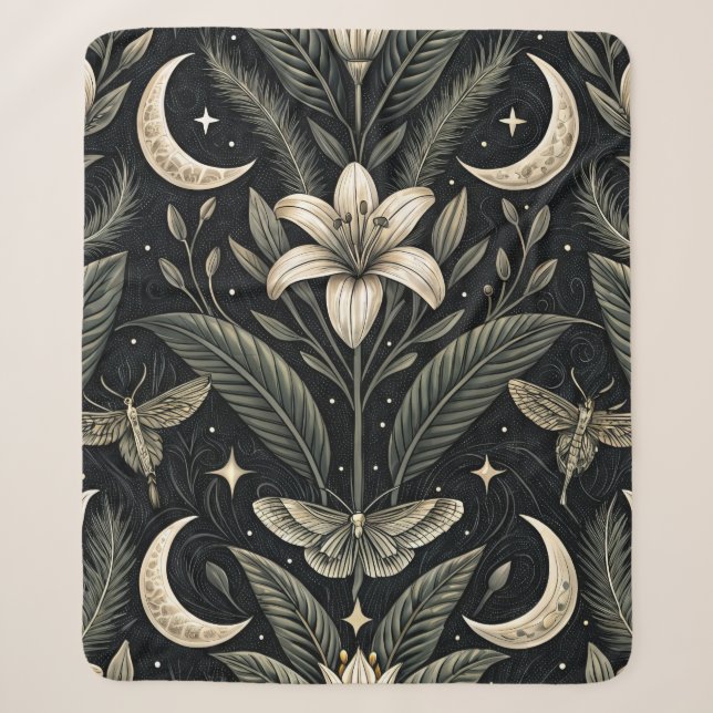 Gothic Butterfly Floral Pattern (5) Sherpa Blanket (Front)