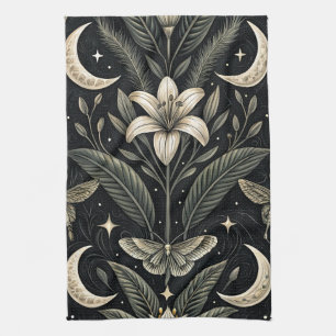 Gothic Butterfly Floral Pattern (5) Tea Towel