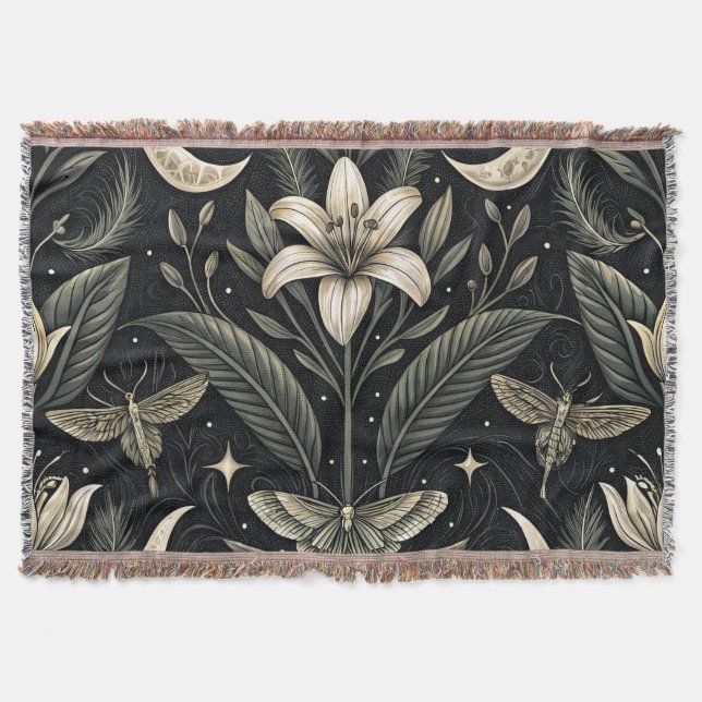 Gothic Butterfly Floral Pattern (5) Throw Blanket (Front)