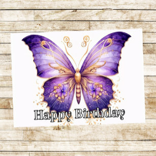 Gothic Butterfly Illustration Happy Birthday Card