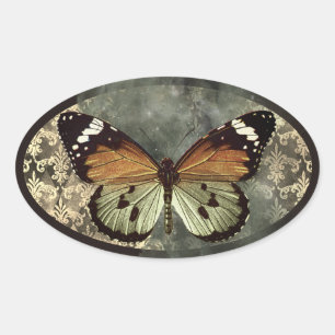 Gothic Butterfly Oval Sticker