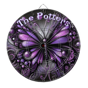 Gothic Butterfly Purple Black Personalised Dartboard