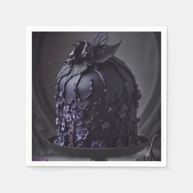 Gothic Cake In A Black Purple Colour. Napkin (Front)