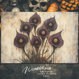 Gothic Calla Lily with Eyes Dark Fantasy Decoupage Tissue Paper