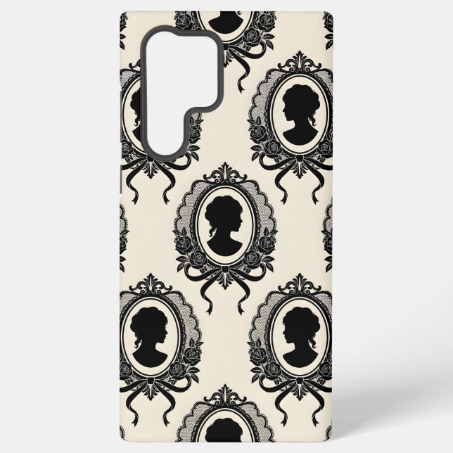 Gothic Cameo Silhouette Pattern Samsung Galaxy S22 Ultra Case (Back)