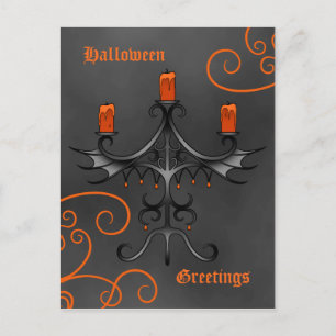 Gothic candelabra Halloween Postcard