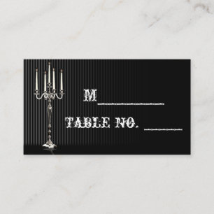 Gothic Candelabra on Black Wedding Place Card