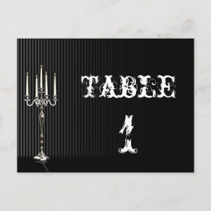 Gothic Candelabra on Black Wedding Table Number Postcard