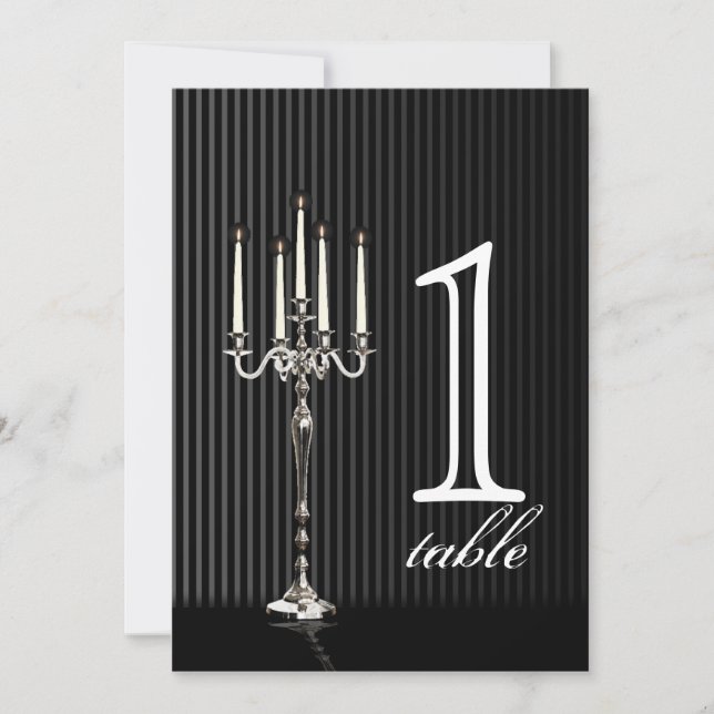Gothic Candelabra Stripe Anniversary Table Number (Front)