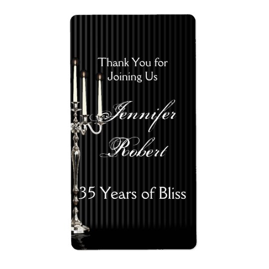 Gothic Candelabra Stripe Anniversary Wine Label Shipping Label