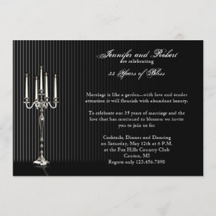 Gothic Candelabra Stripe Wedding Anniversary Invitation