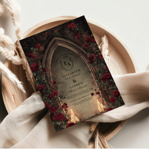 Gothic Candlelight Rose Wedding Invitation