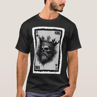 Gothic Card Game Clubs King Creepy Bone T-Shirt