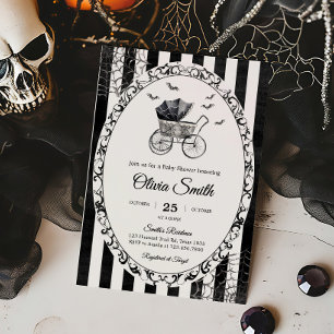 Gothic Carriage Halloween Baby Shower Invitation