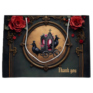 Gothic Carriage with Ravens and Roses. Large Gift Bag