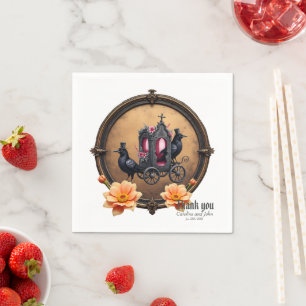 Gothic Carriage with Ravens and Roses. Napkin