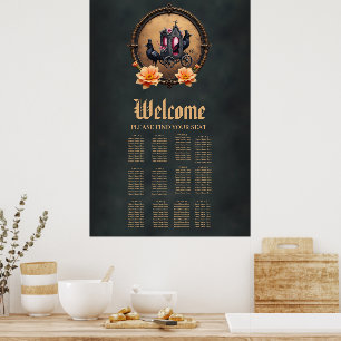 Gothic Carriage with Ravens and Roses. Poster