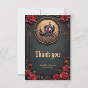 Gothic Carriage with Ravens and Roses. Thank You Card