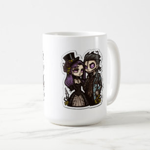 Gothic Cartoon Couple Sticker Art Classic Mug, 15 Coffee Mug
