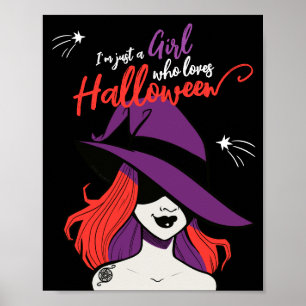 Gothic Cartoon Witch Cute Loves Halloween Poster