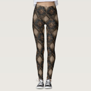 Gothic Carved Woodwork Pattern (1) Leggings