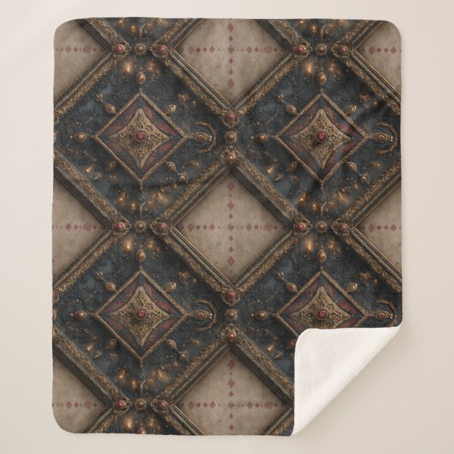 Gothic Carved Woodwork Pattern (1) Sherpa Blanket (Front)