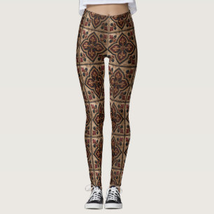 Gothic Carved Woodwork Pattern (3) Leggings