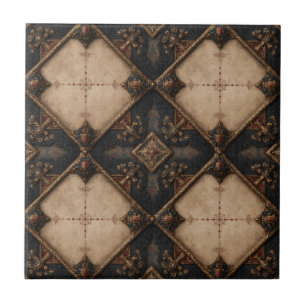 Gothic Carved Woodwork Pattern (4) Ceramic Tile