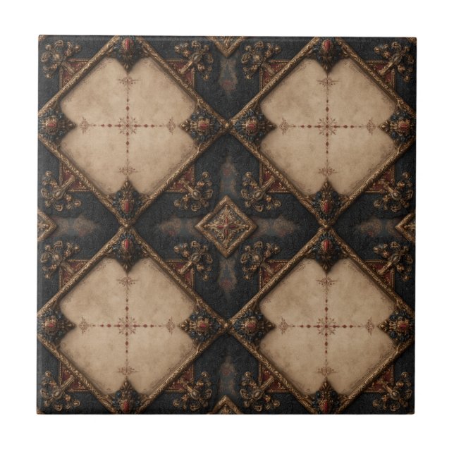 Gothic Carved Woodwork Pattern (4) Ceramic Tile (Front)