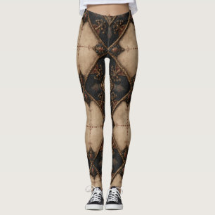 Gothic Carved Woodwork Pattern (4) Leggings