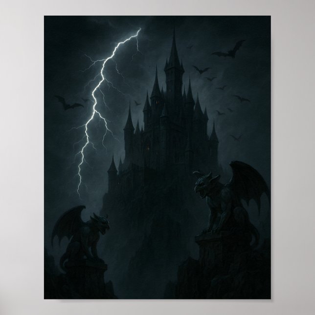 Gothic Castle and Gargoyles Poster (Front)