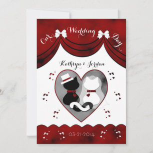 Gothic Cat Bride & Groom Wedding Invitations
