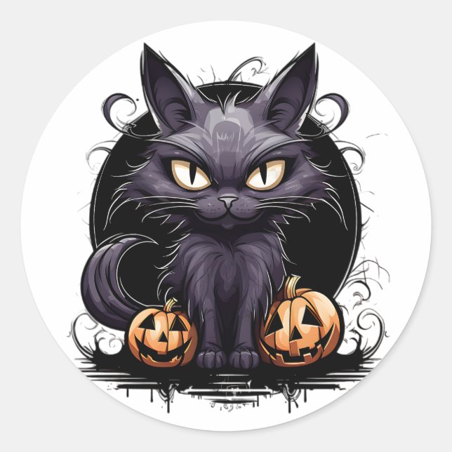 Gothic Cat  Classic Round Sticker (Front)