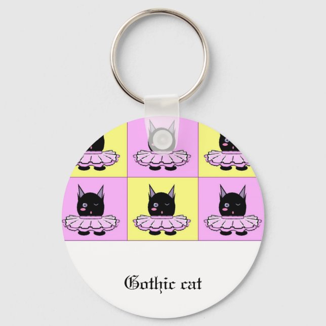Gothic cat keychain (Front)
