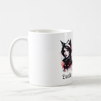 Gothic Cat-Lover Mug for Her: Girl Love Cat