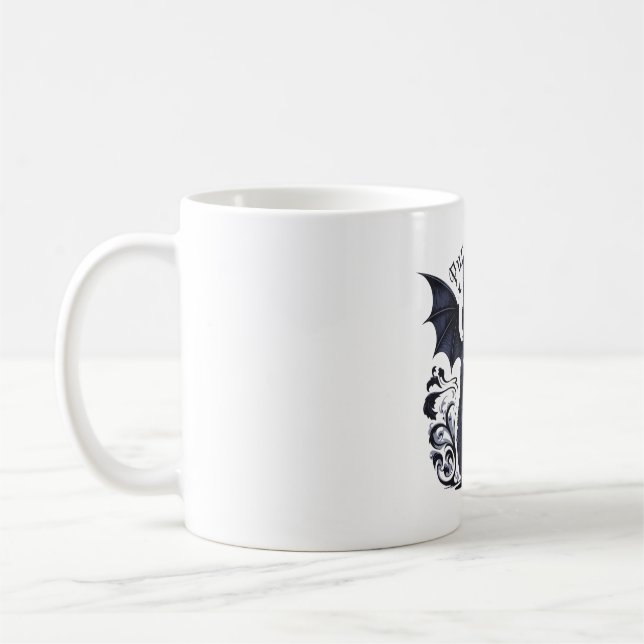 Gothic Cat with Bat Wings Coffee Mug (Left)