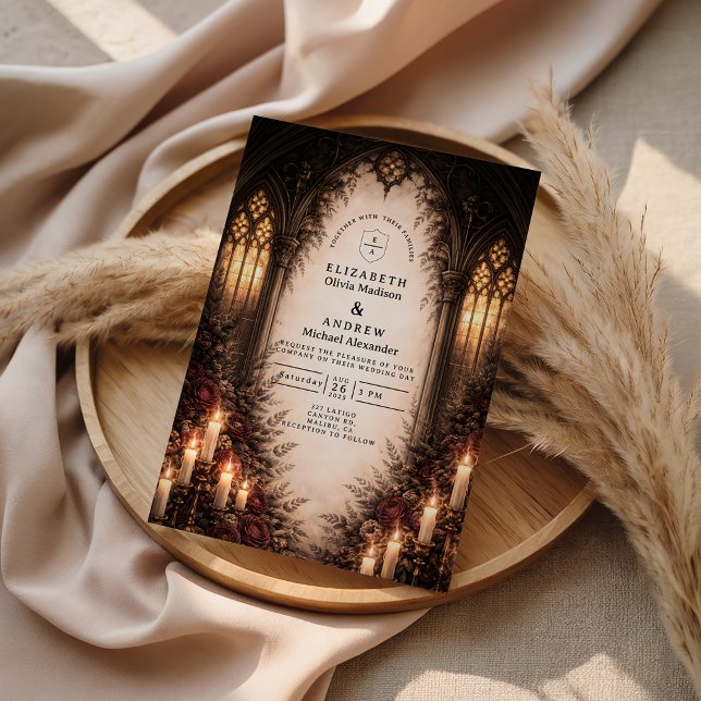 Gothic Cathedral Candlelight Wedding Invitation (Creator Uploaded)