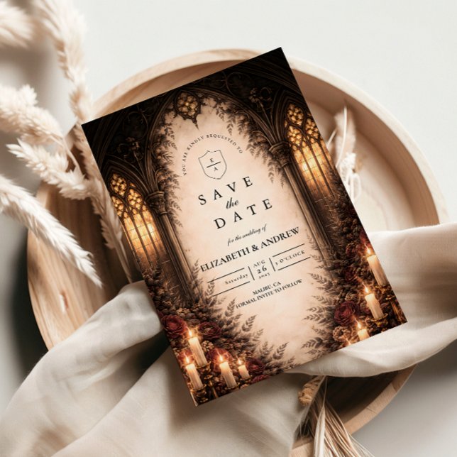 Gothic Cathedral Candlelight Wedding Save The Date (Creator Uploaded)
