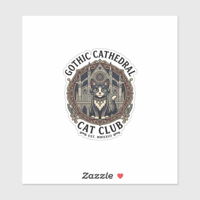 Gothic Cathedral Cat Cat Graphic Tee Art - Gothic  (Sheet)